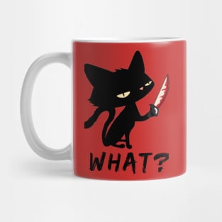 Cat What? Murderous Black Cat With Knife - cat lovers Mug